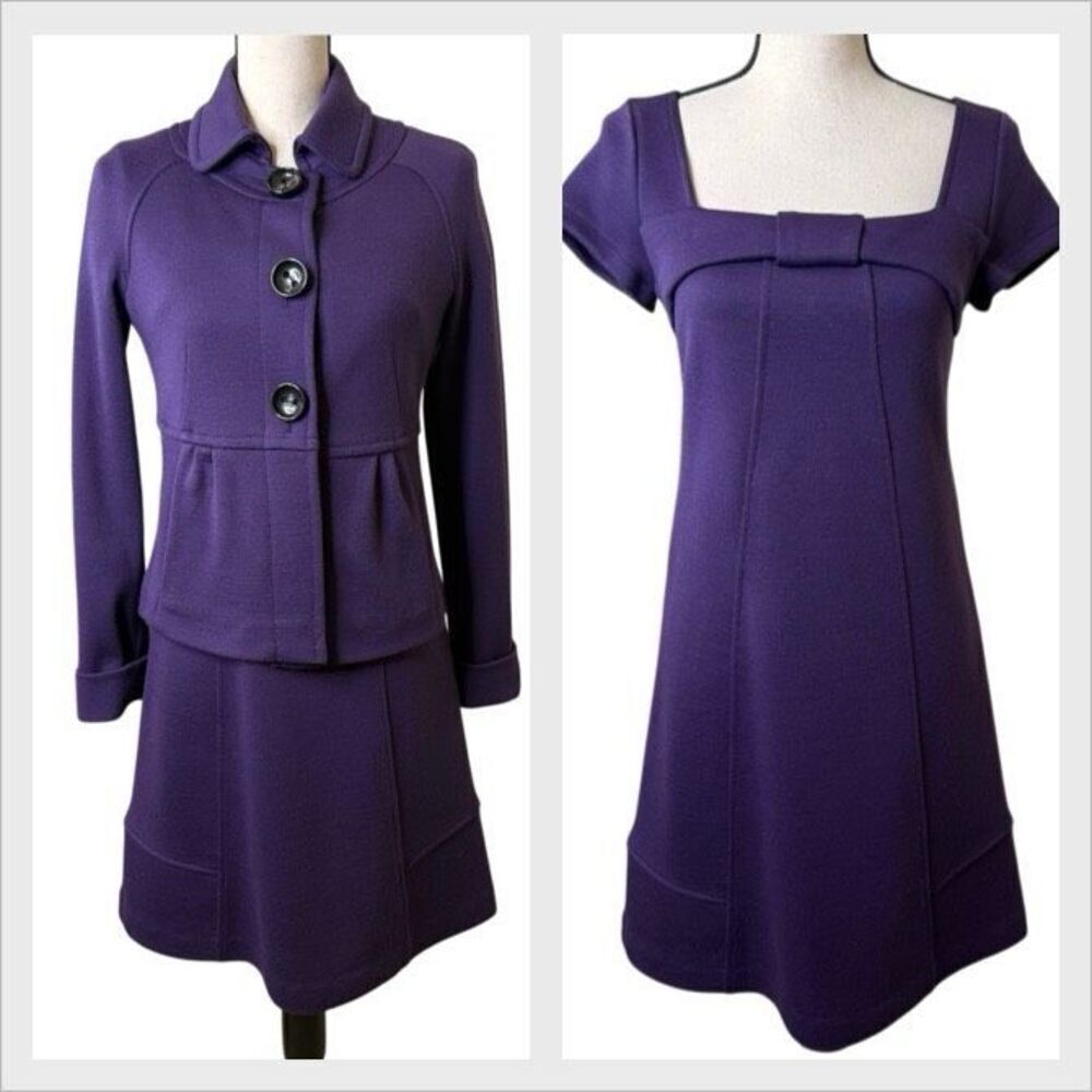 Marella Wool Blend Purple Dress W/Jacket Sz 6 Career, Old Money, Classic